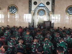 JELANG HUT KE-79 KEMERDEKAAN RI, PRAJURIT SATLINLAMIL 3 IKUTI DOA BERSAMA DI LANTAMAL VI