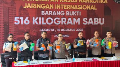 Ditresnarkoba PMJ Tangkap 7 Tersangka Pengedar Narkoba Jenis Sabu Sebanyak 516 Kg