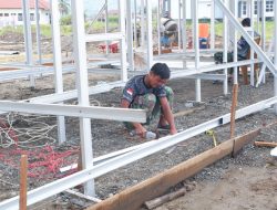 Satgas Gulbencal Kodam IM Bangun Huntara Korban Banjir di Pidie Jaya